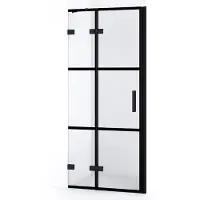Maxaro Diamond Douchedeur | 80 cm Mat zwart Helder met 4 zwarte strepen Draaideur