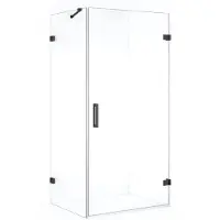 Maxaro Diamond Douchecabine | 100x80 cm Zwart chroom Helder glas Draaideur Rechthoek