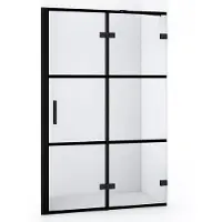 Maxaro Diamond Douchedeur | 110 cm Mat zwart Helder met 4 zwarte strepen Draaideur