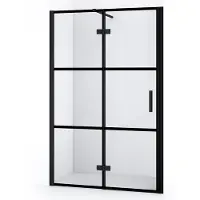 Maxaro Diamond Douchedeur | 120 cm Mat zwart Helder met 4 zwarte strepen Draaideur