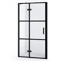 Maxaro Diamond Douchedeur | 90 cm Mat zwart Helder met 4 zwarte strepen Draaideur