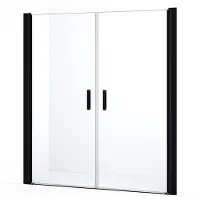 Maxaro Diamond Douchedeur | 140 cm Mat zwart Helder glas Pendeldeur