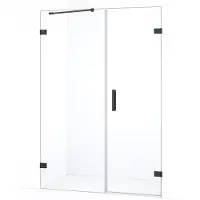 Maxaro Diamond Douchedeur | 135 cm Zwart chroom Helder glas Draaideur