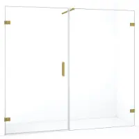 Maxaro Diamond Douchedeur | 195 cm Goud Helder glas Draaideur | Douchedeur glas | Glazen Douchedeur | Nisdeur Douche