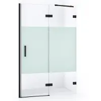 Maxaro Diamond Douchedeur | 120 cm Mat zwart Helder met matte strook Draaideur