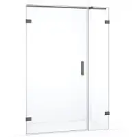 Maxaro Diamond Douchedeur | 115 cm Zwart metaal Helder glas Draaideur