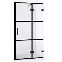 Maxaro Diamond Douchedeur | 90 cm Mat zwart Helder met 4 zwarte strepen Draaideur
