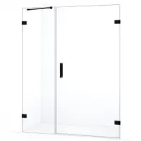 Maxaro Diamond Douchedeur | 155 cm Mat zwart Helder glas Draaideur | Douchedeur glas | Glazen Douchedeur | Nisdeur Douchewand