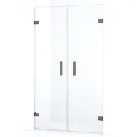 Maxaro Diamond Douchedeur | 115 cm Zwart metaal Helder glas Draaideur