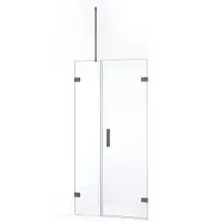 Maxaro Diamond Douchedeur | 95 cm Zwart metaal Helder glas Draaideur