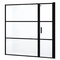 Maxaro Diamond Douchedeur | 200 cm Mat zwart Helder met 4 zwarte strepen Draaideur