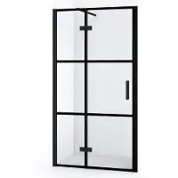 Maxaro Zwarte Douchedeur | 100 cm Mat zwart Helder met 4 zwarte strepen Draaideur | Douchedeur Zwart | Zwarte Douchewand