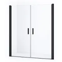 Maxaro Diamond Douchedeur | 140 cm Mat zwart Helder glas Pendeldeur