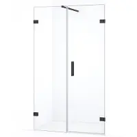 Maxaro Diamond Douchedeur | 105 cm Zwart chroom Helder glas Draaideur