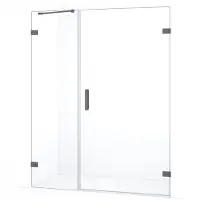 Maxaro Diamond Douchedeur | 145 cm Zwart metaal Helder glas Draaideur