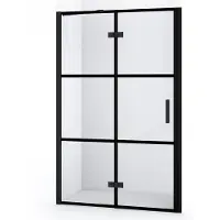 Maxaro Diamond Douchedeur | 120 cm Mat zwart Helder met 4 zwarte strepen Draaideur