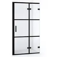 Maxaro Diamond Douchedeur | 100 cm Mat zwart Helder met 4 zwarte strepen Draaideur