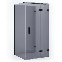 Maxaro Diamond Douchecabine | 90x90 cm Mat zwart Rookglas Draaideur Halfvrijstaande vierkant