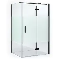 Maxaro Diamond Douchecabine | 110x100 cm Mat zwart Helder met matte strook Draaideur Halfvrijstaande rechthoek