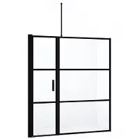 Maxaro Diamond Douchedeur | 170 cm Mat zwart Helder met 4 zwarte strepen Draaideur