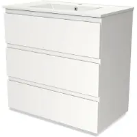 Maxaro Modulo Badkamermeubel met wastafel | 80 cm Mat wit Greeploos front Keramiek 3 lades