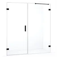 Maxaro Diamond Douchedeur | 175 cm Mat zwart Helder glas Draaideur | Douchedeur glas | Glazen Douchedeur | Nisdeur Douche