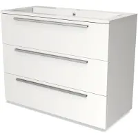 Maxaro Modulo Badkamermeubel met wastafel 100 cm Mat wit Vlak front Mineraalmarmer 3 lades | Badkamermeubel Wit | Wit Badmeubel | Wastafelmeubel Wit