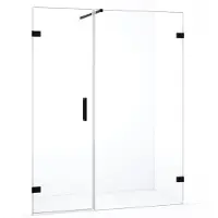 Maxaro Diamond Douchedeur | 145 cm Mat zwart Helder glas Draaideur | Douchedeur glas | Glazen Douchedeur | Nisdeur Douche