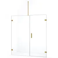 Maxaro Diamond Douchedeur | 155 cm Goud Helder glas Draaideur | Douchedeur glas | Glazen Douchedeur | Nisdeur Douche