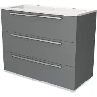 Maxaro Modulo Badkamermeubel met wastafel | 100 cm Middengrijs Vlak front Solid surface 3 lades