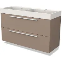Maxaro Modulo Badkamermeubel 120cm Taupe: Vlak front, 2 lades, wastafel | Badkamermeubel Beige | Beige Badkamerkast | Taupe Badkamermeubel