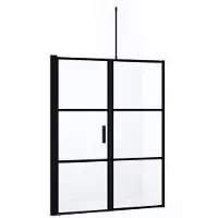 Maxaro Diamond Douchedeur | 150 cm Mat zwart Helder met 4 zwarte strepen Draaideur