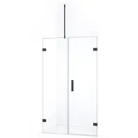 Maxaro Diamond Douchedeur | 115 cm Zwart chroom Helder glas Draaideur