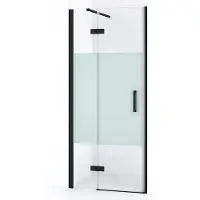 Maxaro Diamond Douchedeur | 80 cm Mat zwart Helder met matte strook Draaideur