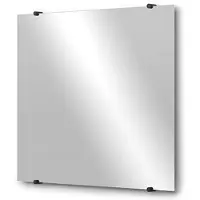 Maxaro Badkamerspiegel Solo 70x60cm - Spiegelhouders Rond Zwart - Badkamer Spiegel | Grote Spiegel Badkamer | Luxe Design Spiegel