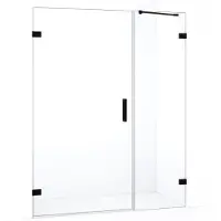 Maxaro Diamond Douchedeur | 145 cm Mat zwart Helder glas Draaideur | Douchedeur glas | Glazen Douchedeur | Nisdeur Douche