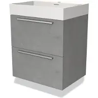 Maxaro Modulo Badkamermeubel met wastafel | 60 cm Lichtgrijs beton Vlak front Solid surface 2 lades onder elkaar