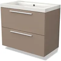 Maxaro Modulo Badkamermeubel 80cm, Taupe, 2 lades, mineraalmarmer | Badkamermeubel Beige | Beige Badkamerkast