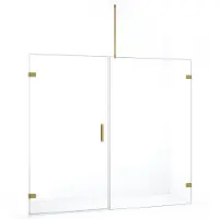 Maxaro Diamond Douchedeur | 195 cm Goud Helder glas Draaideur | Douchedeur glas | Glazen Douchedeur | Nisdeur Douche