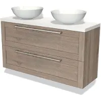 Maxaro Modulo Plato Slim Badkamermeubel voor waskom | 120 cm Eiken Kader front Mat wit blad 2 lades onder elkaar
