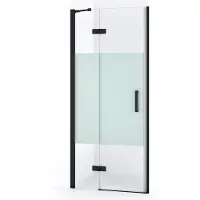 Maxaro Diamond Douchedeur | 80 cm Mat zwart Helder met matte strook Draaideur