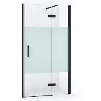 Maxaro Diamond Douchedeur | 90 cm Mat zwart Helder met matte strook Draaideur