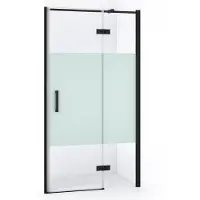 Maxaro Diamond Douchedeur | 90 cm Mat zwart Helder met matte strook Draaideur