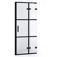 Maxaro Diamond Douchedeur | 80 cm Mat zwart Helder met 4 zwarte strepen Draaideur