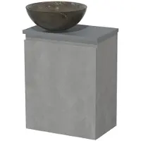 Maxaro Toiletmeubel met waskom | 41 cm Lichtgrijs beton Greeploos front Blue stone Natuursteen waskom Middengrijs blad