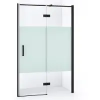 Maxaro Diamond Douchedeur | 110 cm Mat zwart Helder met matte strook Draaideur