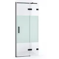 Maxaro Diamond Douchedeur | 80 cm Mat zwart Helder met matte strook Draaideur