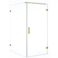 Maxaro Diamond Douchecabine | 140x100 cm Goud Helder glas Draaideur Rechthoek