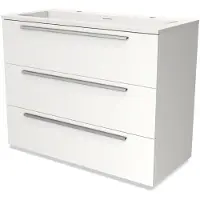 Maxaro Modulo Badkamermeubel met wastafel 100cm Mat wit Vlak front 3 lades Solid Surface | Badkamermeubel Wit | Wit Badmeubel | Wastafelmeubel Wit