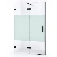 Maxaro Diamond Douchedeur | 110 cm Mat zwart Helder met matte strook Draaideur